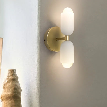 French Retro Glass Double Head LED Bedside Wall Sconce