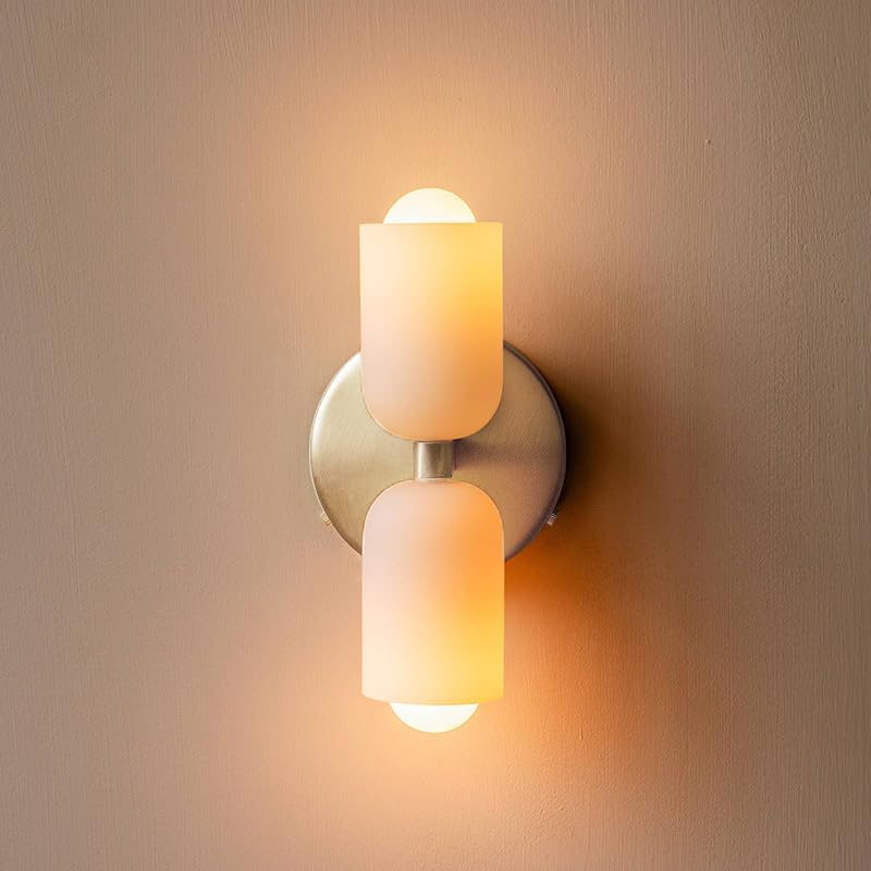 French Retro Glass Double Head LED Bedside Wall Sconce