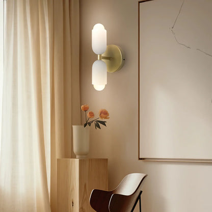 French Retro Glass Double Head LED Bedside Wall Sconce