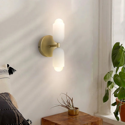 French Retro Glass Double Head LED Bedside Wall Sconce