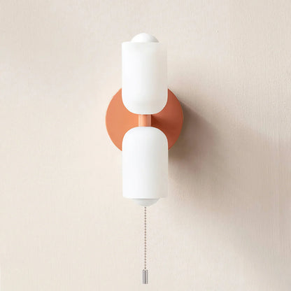 French Retro Glass Double Head LED Bedside Wall Sconce