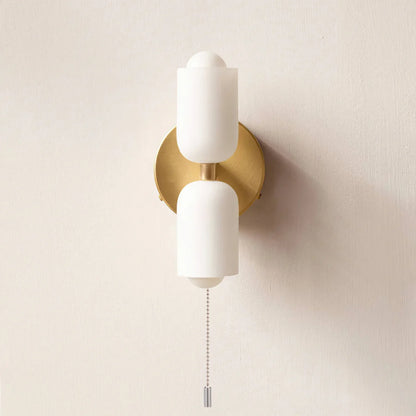 French Retro Glass Double Head LED Bedside Wall Sconce
