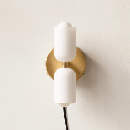 French Retro Glass Double Head LED Bedside Wall Sconce