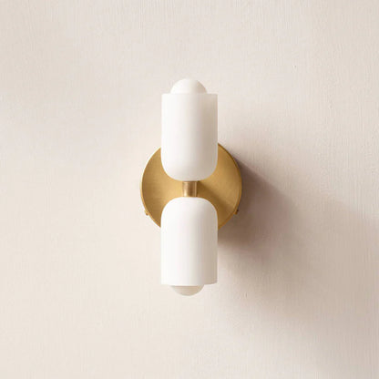 French Retro Glass Double Head LED Bedside Wall Sconce