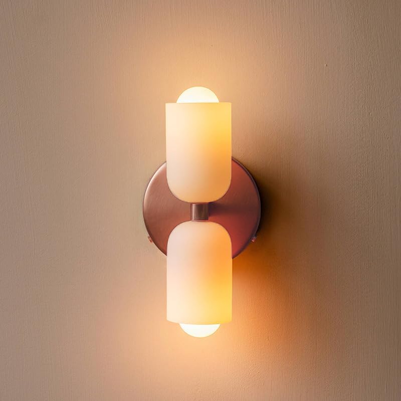 French Retro Glass Double Head LED Bedside Wall Sconce