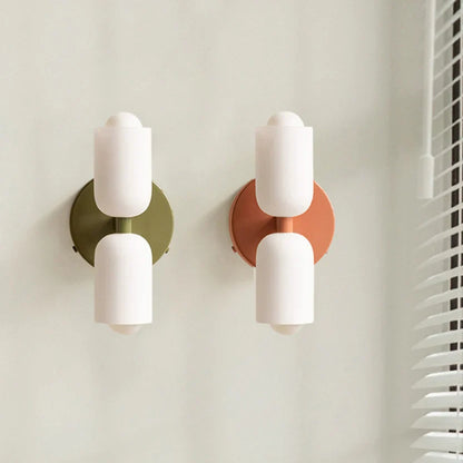 French Retro Glass Double Head LED Bedside Wall Sconce