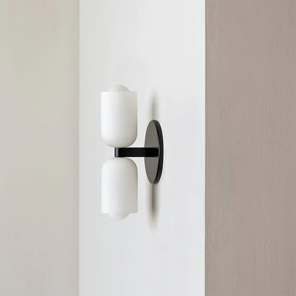 French Retro Glass Double Head LED Bedside Wall Sconce
