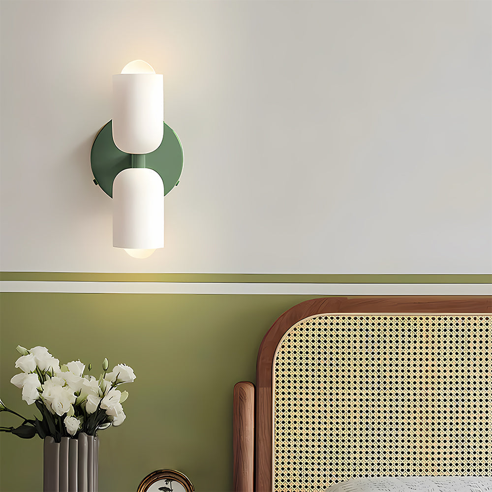 French Retro Glass Double Head LED Bedside Wall Sconce