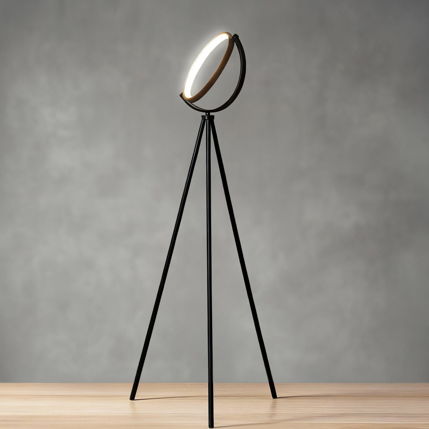 Halo Collection | Modern Floor Lamp with Adjustable LED Light | Sleek Black Design for Elegant Living Room Decor