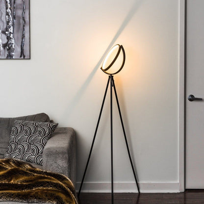 Halo Collection | Modern Floor Lamp with Adjustable LED Light | Sleek Black Design for Elegant Living Room Decor