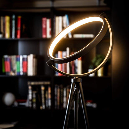 Halo Collection | Modern Floor Lamp with Adjustable LED Light | Sleek Black Design for Elegant Living Room Decor