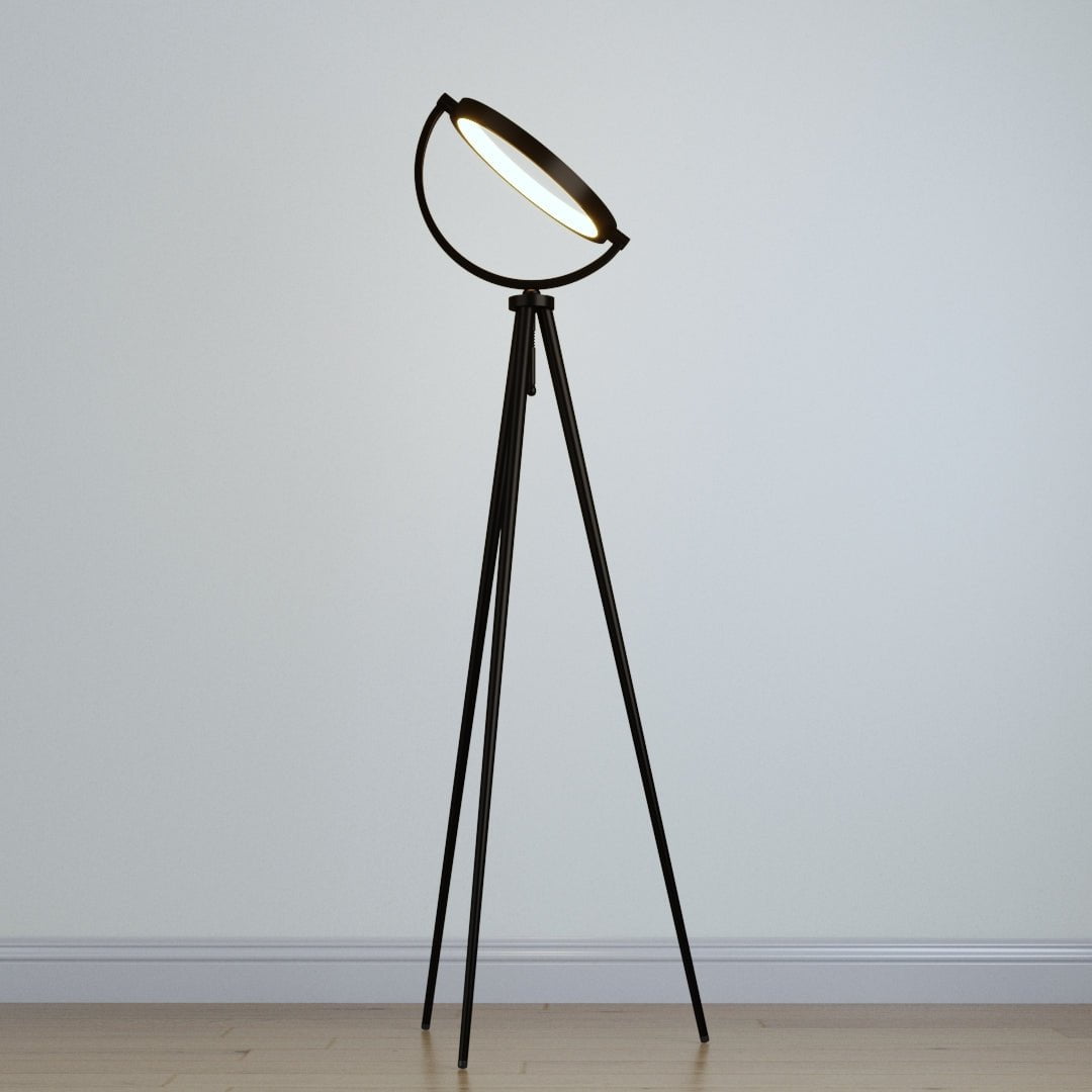 Halo Collection | Modern Floor Lamp with Adjustable LED Light | Sleek Black Design for Elegant Living Room Decor