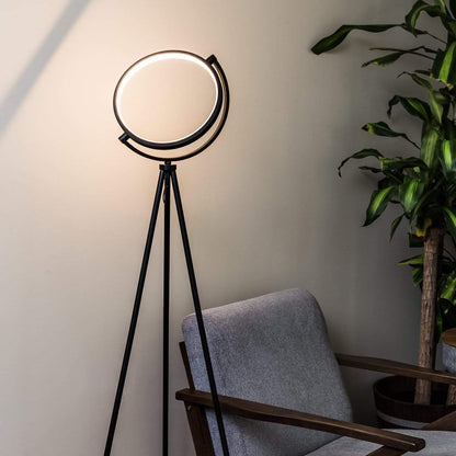 Halo Collection | Modern Floor Lamp with Adjustable LED Light | Sleek Black Design for Elegant Living Room Decor