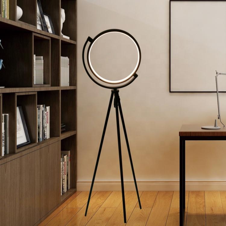 Halo Collection | Modern Floor Lamp with Adjustable LED Light | Sleek Black Design for Elegant Living Room Decor