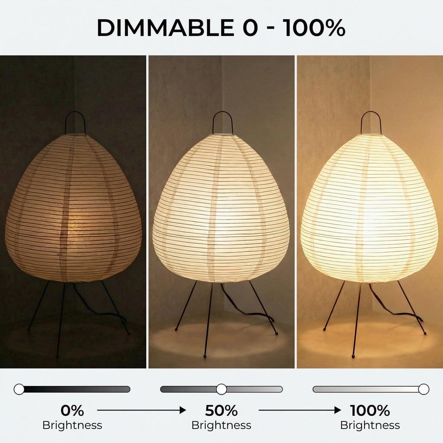 Japanese Rice Paper Table Lamp – Dimmable Lantern Light for Modern Interiors
