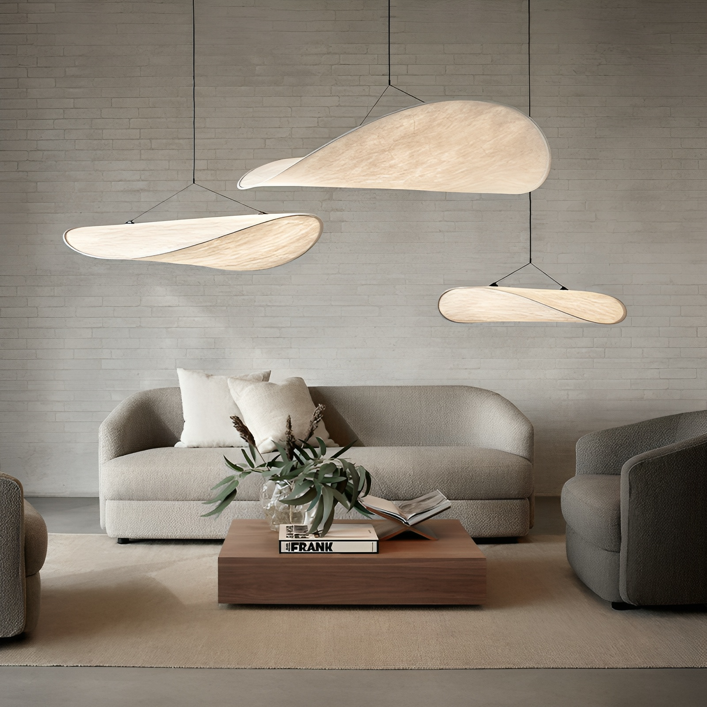 Japandi Collection | Black Pendant Lighting with Silk Shade & LED | Elegant Hanging Light for Cozy Ambiance