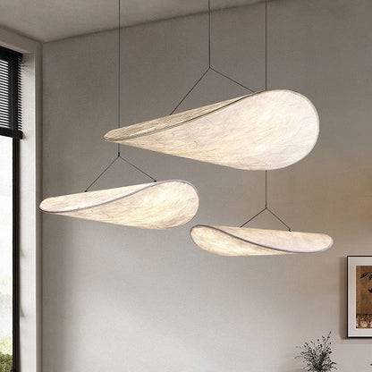 Japandi Collection | Black Pendant Lighting with Silk Shade & LED | Elegant Hanging Light for Cozy Ambiance