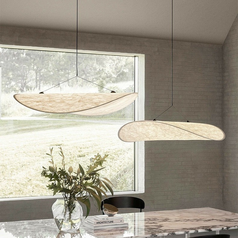 Japandi Collection | Black Pendant Lighting with Silk Shade & LED | Elegant Hanging Light for Cozy Ambiance