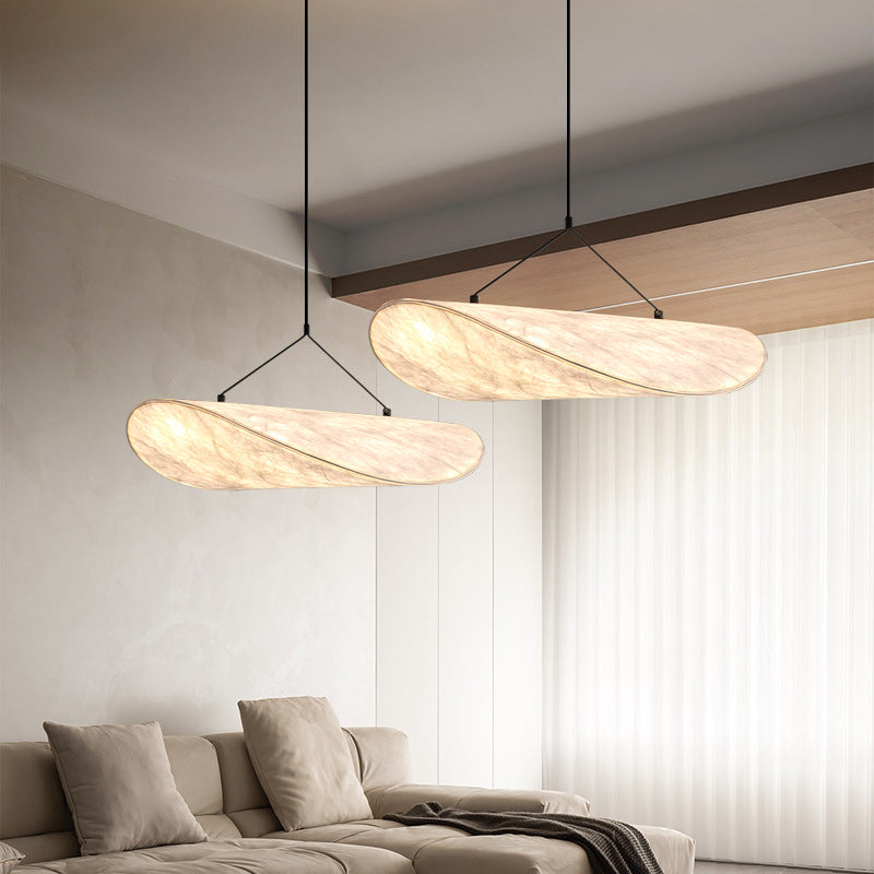 Japandi Collection | Black Pendant Lighting with Silk Shade & LED | Elegant Hanging Light for Cozy Ambiance