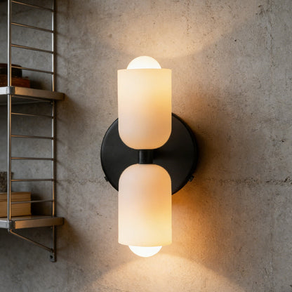 French Retro Glass Double Head LED Bedside Wall Sconce