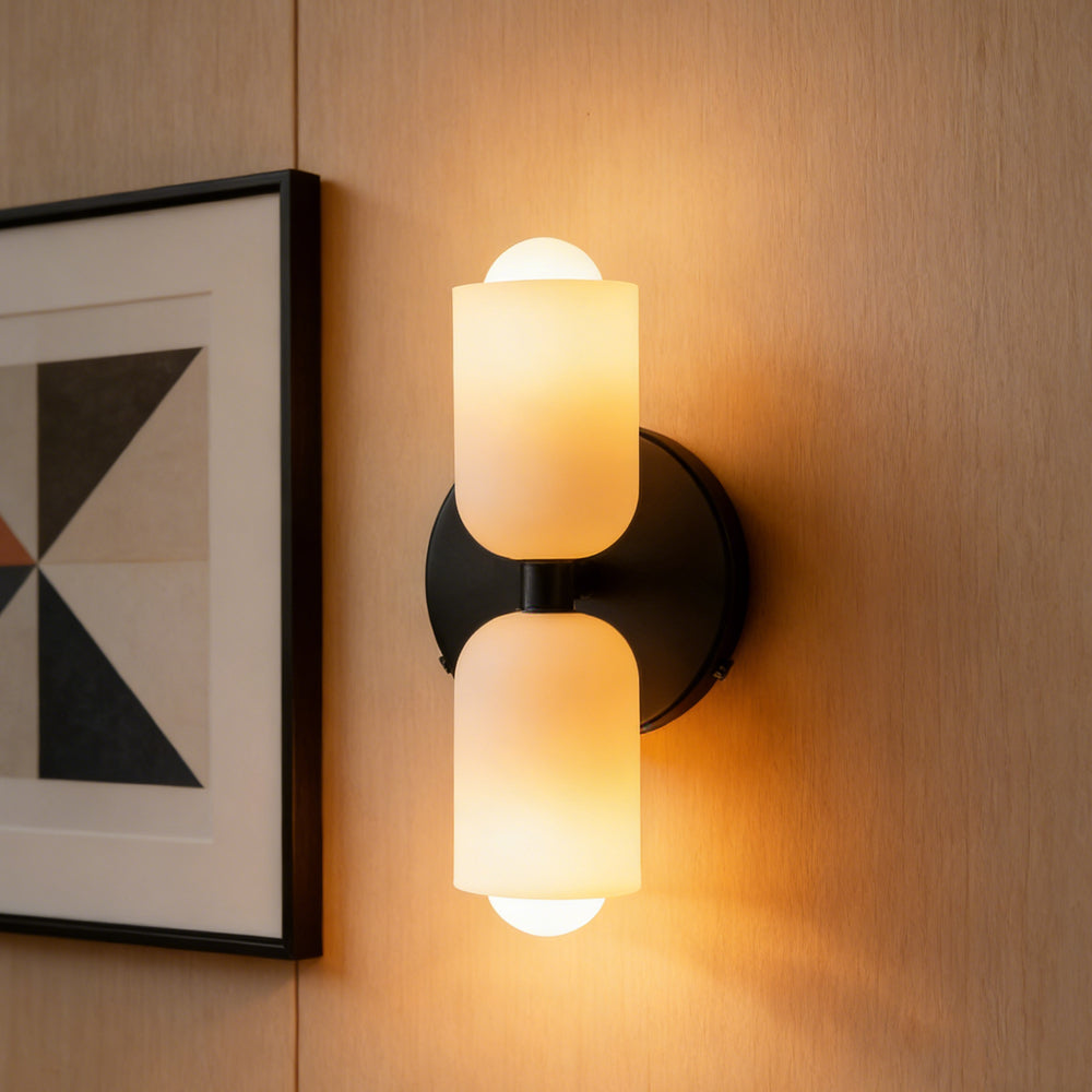 French Retro Glass Double Head LED Bedside Wall Sconce