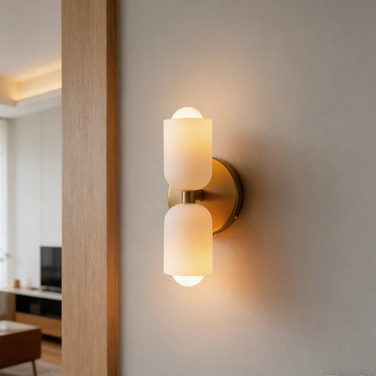 French Retro Glass Double Head LED Bedside Wall Sconce