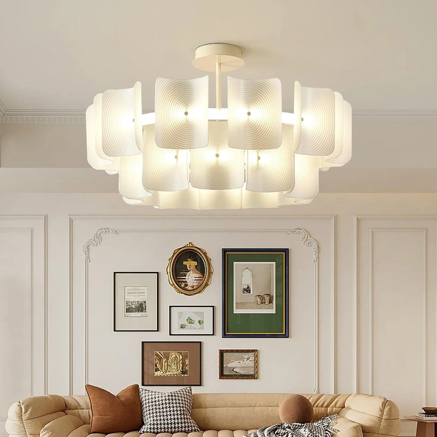 Laurette Collection | Gold Chandelier with Dimmable Lighting | Modern Fixture for Elegant Ambient Illumination