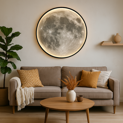 Luminous Moon Wall Lamp | LED Sconce Light with Realistic Design | Cozy Atmosphere for Indoor & Outdoor Spaces