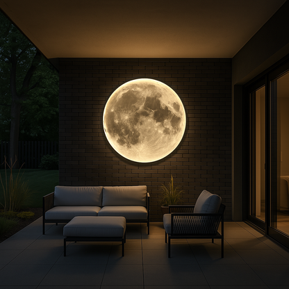 Luminous Moon Wall Lamp | LED Sconce Light with Realistic Design | Cozy Atmosphere for Indoor & Outdoor Spaces
