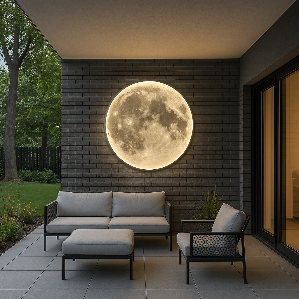 Luminous Moon Wall Lamp | LED Sconce Light with Realistic Design | Cozy Atmosphere for Indoor & Outdoor Spaces
