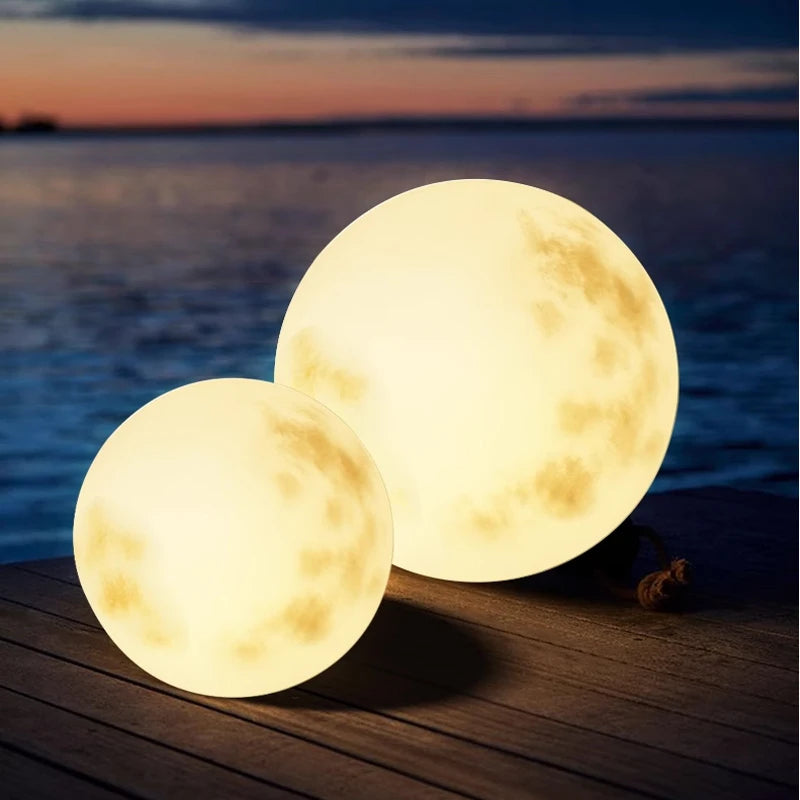 Lunar Glow | Moon-Shaped Garden Lamp with USB Rechargeable LED | Elegant Outdoor Lights for Enchanting Ambience