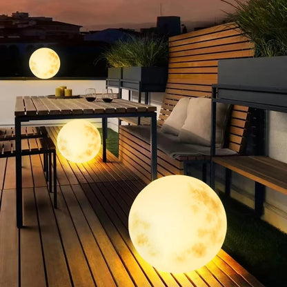 Lunar Glow | Moon-Shaped Garden Lamp with USB Rechargeable LED | Elegant Outdoor Lights for Enchanting Ambience