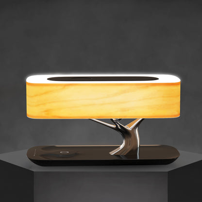 Modern Aesthetic | Table Lamp with Wireless Charging & Bluetooth Speakers | Stylish Home Decor for Convenience and Sound