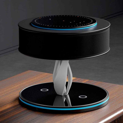 Modern Black Lamp | Wireless Charging & Bluetooth Speakers | Adjustable Brightness for Ultimate Convenience