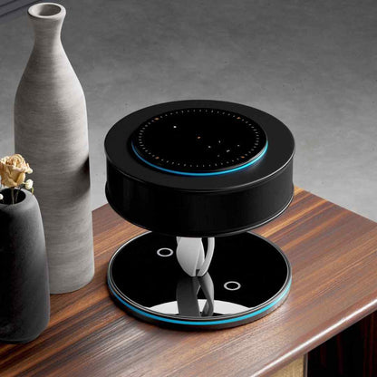 Modern Black Lamp | Wireless Charging & Bluetooth Speakers | Adjustable Brightness for Ultimate Convenience