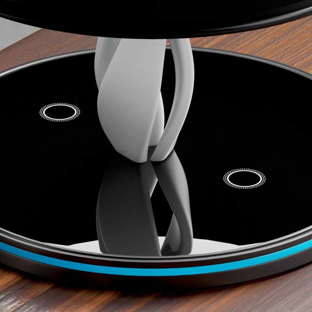 Modern Black Lamp | Wireless Charging & Bluetooth Speakers | Adjustable Brightness for Ultimate Convenience