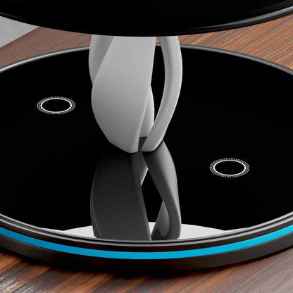 Modern Black Lamp | Wireless Charging & Bluetooth Speakers | Adjustable Brightness for Ultimate Convenience