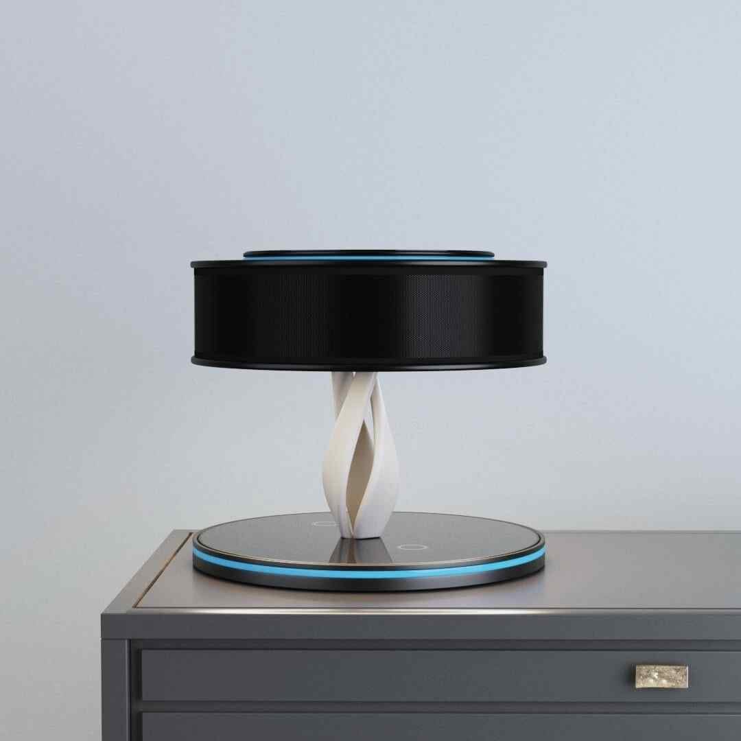 Modern Black Lamp | Wireless Charging & Bluetooth Speakers | Adjustable Brightness for Ultimate Convenience