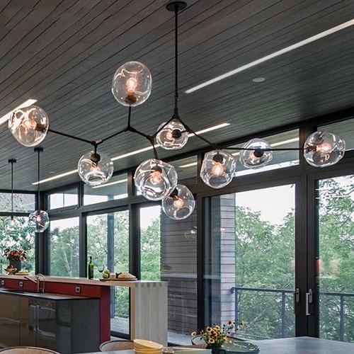 Modern Chandelier Light | Floating Circular Design with Adjustable Height | Stylish Fixture for Dining Room Elegance