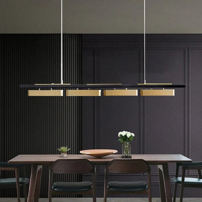 Modern Chandeliers | Black and Gold Chandelier with Adjustable Size | Elegant Lighting for Dining Room Ambiance