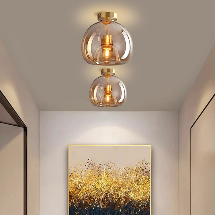 Modern Copper Flush Mount Ceiling Light with Adjustable Height | Elegant Design for Stylish Illumination