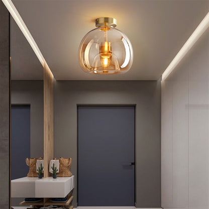 Modern Copper Flush Mount Ceiling Light with Adjustable Height | Elegant Design for Stylish Illumination