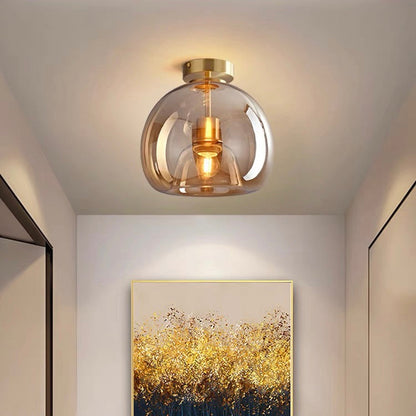 Modern Copper Flush Mount Ceiling Light with Adjustable Height | Elegant Design for Stylish Illumination