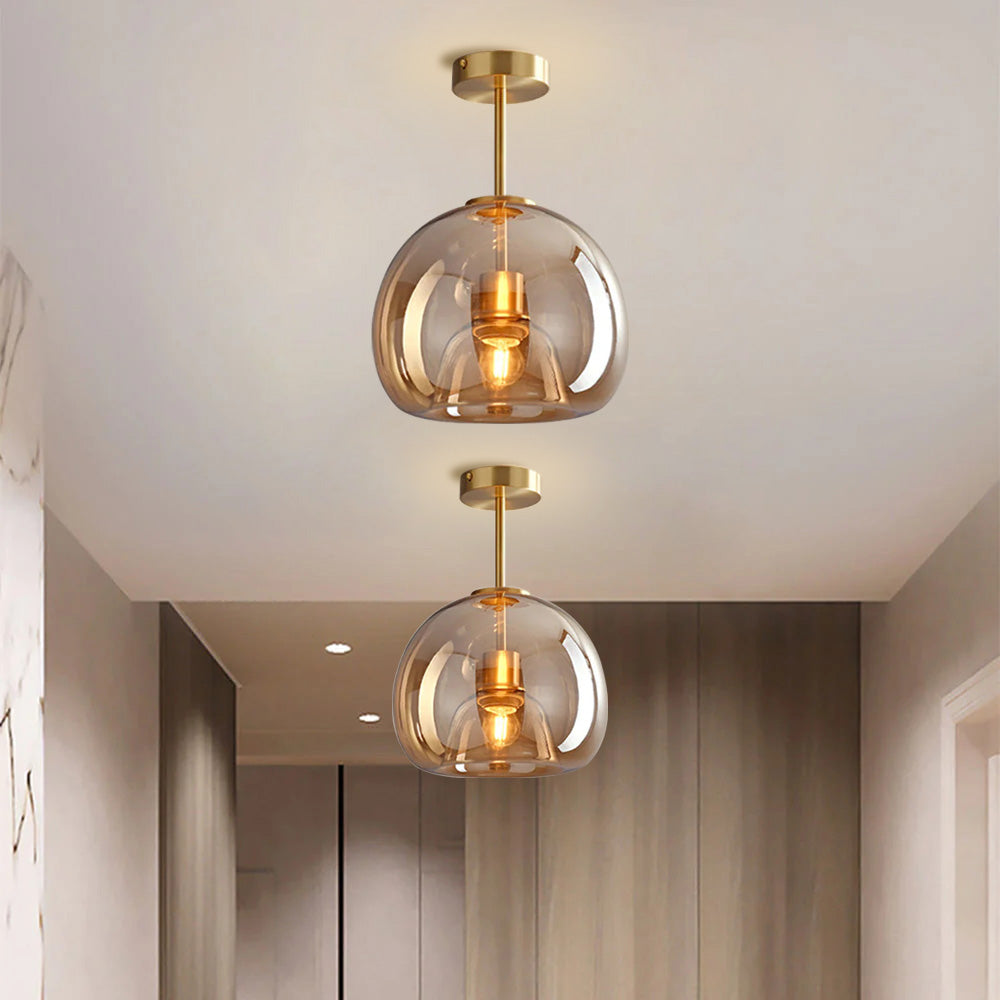 Modern Copper Flush Mount Ceiling Light with Adjustable Height | Elegant Design for Stylish Illumination