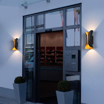 Modern Waterproof Curved LED Wall Sconce Light with Dual-Directional Projection | For Stylish Outdoor Spaces
