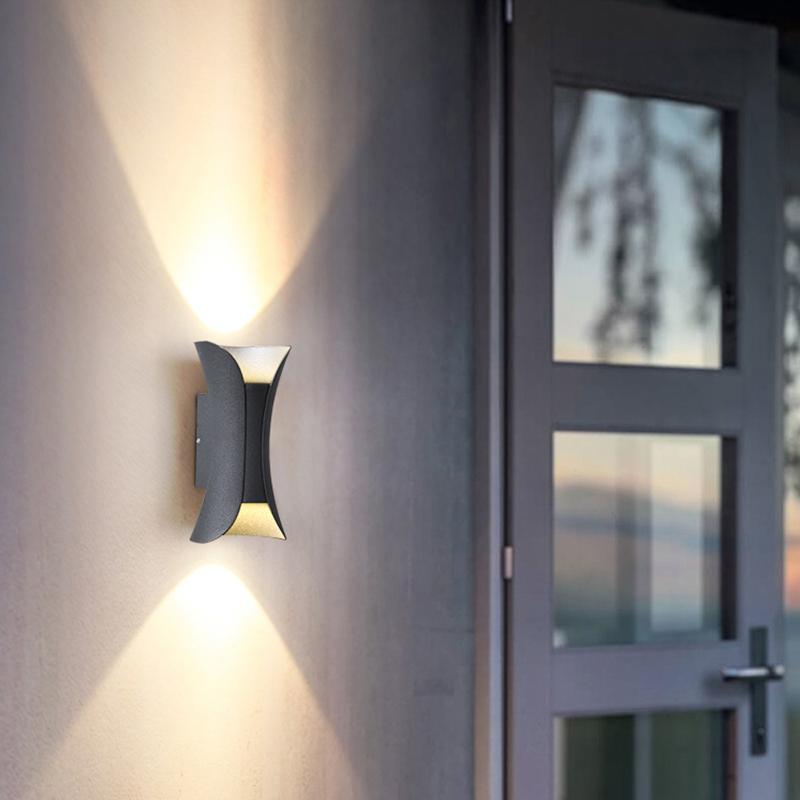 Modern Waterproof Curved LED Wall Sconce Light with Dual-Directional Projection | For Stylish Outdoor Spaces