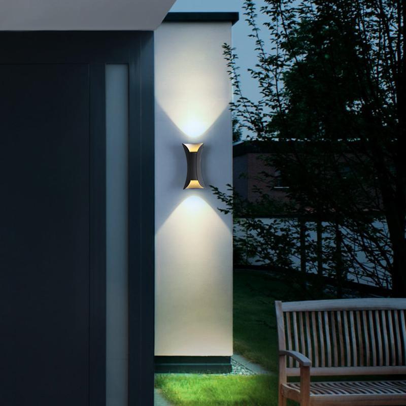 Modern Waterproof Curved LED Wall Sconce Light with Dual-Directional Projection | For Stylish Outdoor Spaces