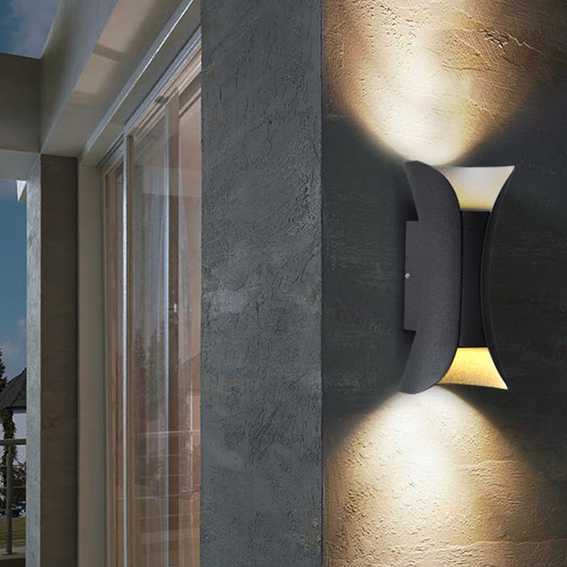 Modern Waterproof Curved LED Wall Sconce Light with Dual-Directional Projection | For Stylish Outdoor Spaces