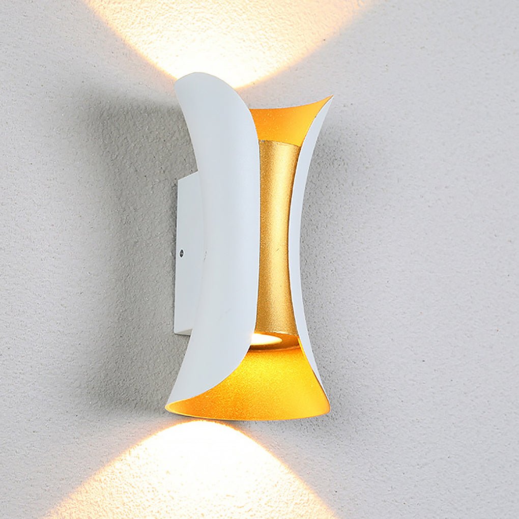 Modern Waterproof Curved LED Wall Sconce Light with Dual-Directional Projection | For Stylish Outdoor Spaces