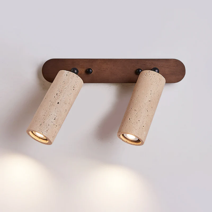 Modern Travertine Wall Sconce Light with Swiveling Head | Energy-Efficient LED for Versatile Home Lighting